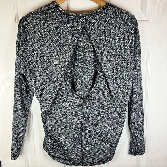 Lululemon Get Set Long Sleeve Open Back Space Dye Black‎ White Size 8 - Picture 6 of 6